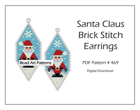 Beaded Santa Claus Earrings Brick Stitch PDF Pattern For Etsy