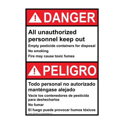 Vertical Unauthorized Personnel Keep Out Bilingual Sign Ansi Danger