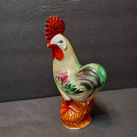 Hand Crafted Accents Vintage Pottery Rooster Figurine Hand Painted