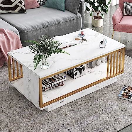 Amazon Wolawu Oval Faux White Marble Coffee Table Wooden Gold