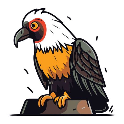 Illustration Of A Bald Eagle Sitting On A Perch Vector Illustration