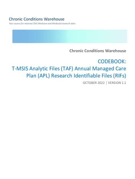 Fillable Online T Msis Analytic Files Taf Annual Managed Care Plan