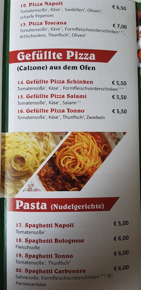 Speisekarte Von Pizzeria Italia Deutschland