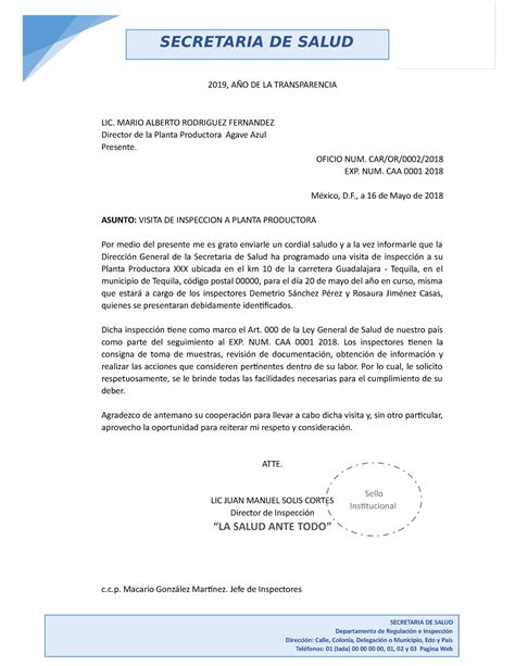 C Mo Redactar Un Oficio Para Informar A O De La Transparencia