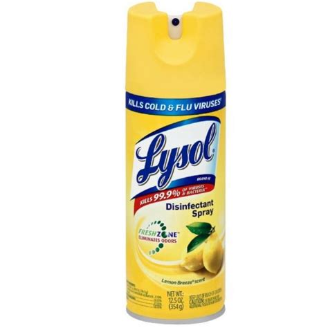 Lysol Disinfectant Spray Lemon Breeze Scent Allergy and Ingredient Information