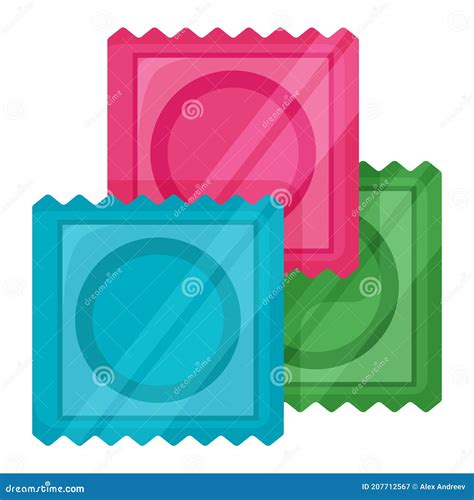 Set Of Different Type And Color Package Condom Label Concept Latex