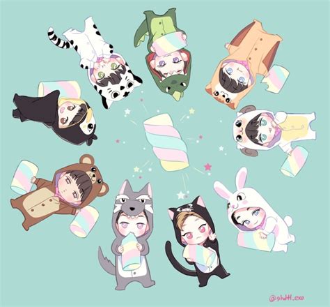 Exo Fanart Chibi Ot12 - 965x897 Wallpaper - teahub.io