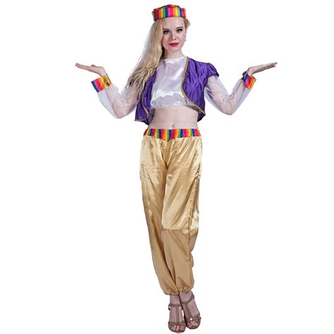 Genie Costume Adult Sexy Belly Dancer Harem Woman Halloween Fancy Dress