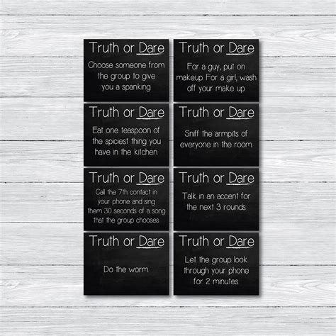 48 Printable Truth Or Dare Cards Truth Or Dare Party Cards Etsy