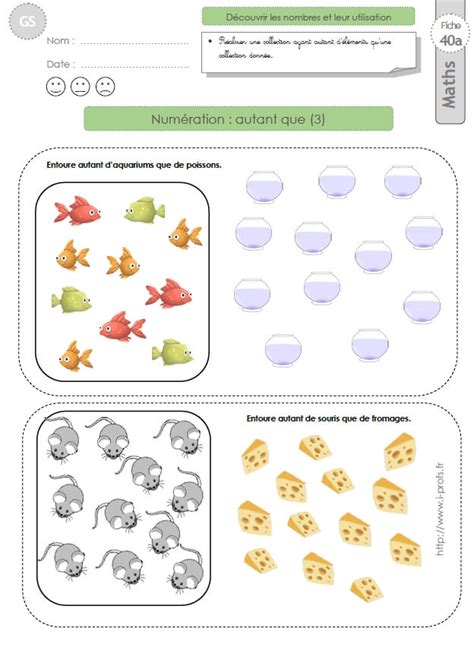 Gs Exercices Mathematiques Autant Que En Maternelle Grande Section