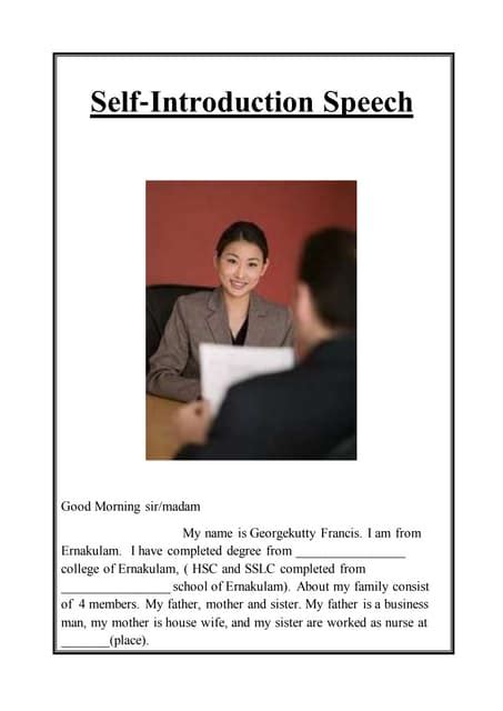 Simple Self Introduction In Interview Pdf