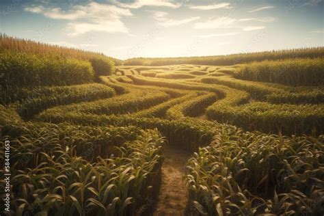 Corn maze. AI generated Stock Illustration | Adobe Stock