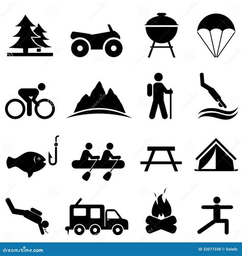 Leisure And Recreation Icons Stock Vector Illustration Of Parachute