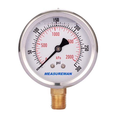 Measureman Dial Size Glycerin Filled Pressure Gauge Psi