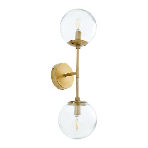 Olivia Brass And Clear Glass Globe 2 Light Wall Sconce World Market