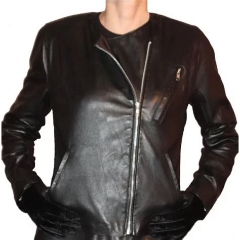 Blouson Femme Cuir Agneau Plongé Noir Modèle Marine Fabrication Française Sur Mesure Haut De