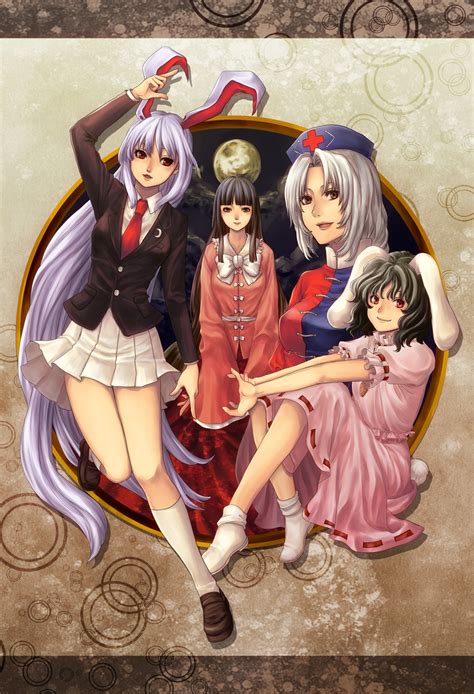 Reisen Udongein Inaba Houraisan Kaguya Inaba Tewi And Yagokoro Eirin