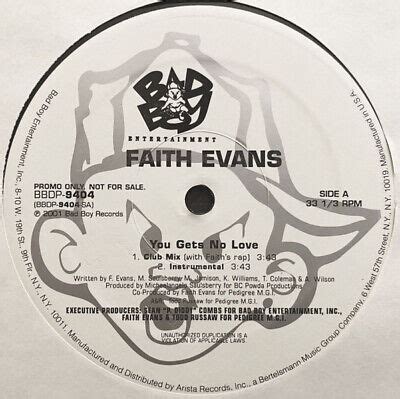 Faith Evans You Gets No Love VG 12 Promo EBay