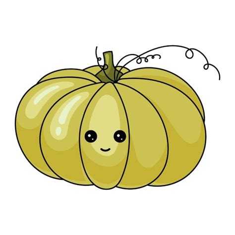 Abóbora de desenho animado cara de kawaii em fundo branco Vegetal