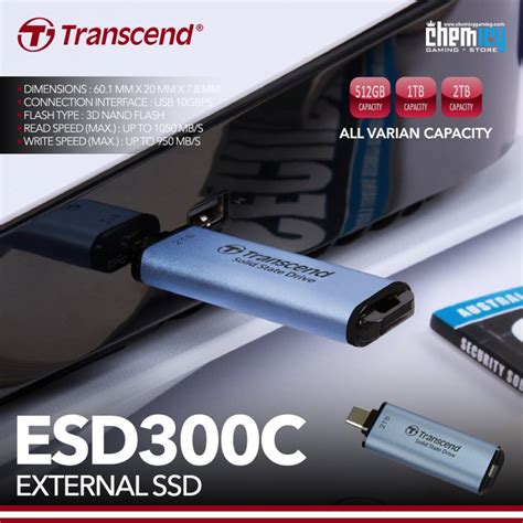 Jual Transcend ESD300C External SSD Portable SSD Shopee Indonesia