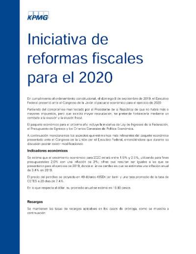 Conozca La Iniciativa De Reformas Fiscales Para 2020 Kpmg México