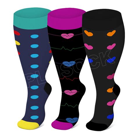 2xl 7xl Colorful Pattern Plus Size Compression Socks Plusock