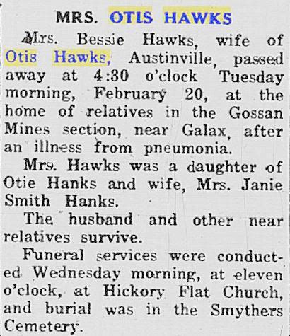 Bessie Ruth Hanks Hawks 1914 1940 Find A Grave Memorial