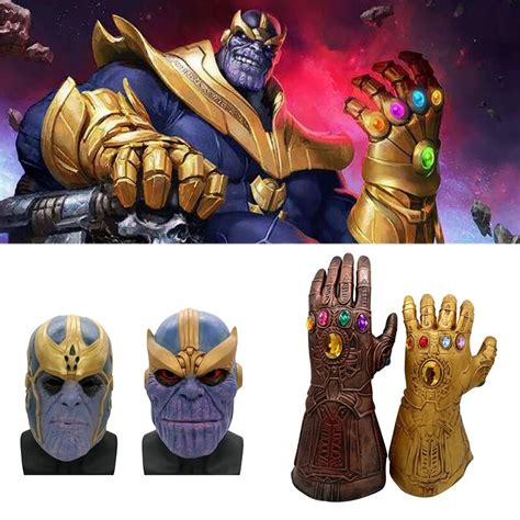 Thanos Infinity Gauntlet Avengers Marvel Infinity War Action Figure Cosplay Full Face Mask ...