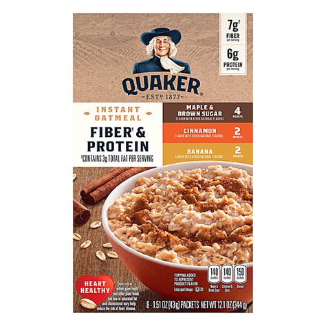 Quaker 8 Pack Fiber And Protein Maple And Brown Sugar Cinnamon Banana Instant Oatmeal 8 Ea Oatmeal