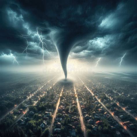 Fuerza Destructiva Del Tornado En El Campo Rural Stock De Ilustraci N