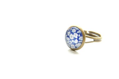 Blue Flower Ring Blue Ring White Flower Door Snaarabaarabijoux €1100