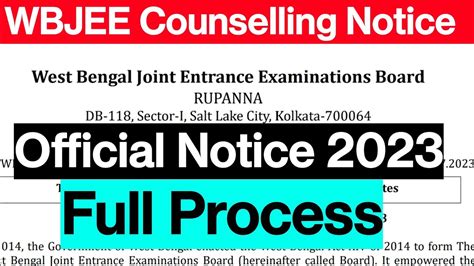 Wbjee Official Notice Wbjee Counselling Notice Official Update