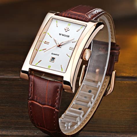 WWOOR Brand Classic Mens Rectangle Watches Male Go Vicedeal