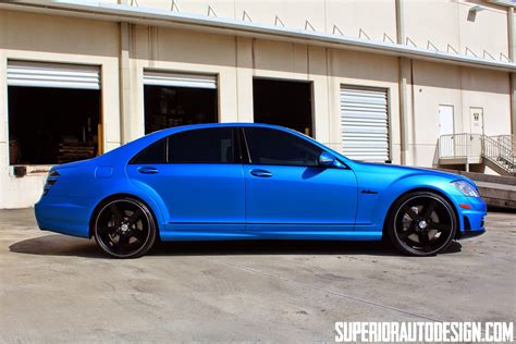 Mercedes W221 S63 Amg Blue Matte With Vossen Wheels Benztuning