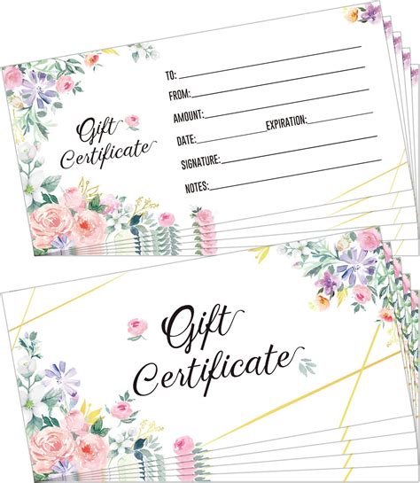 Amazon Outus Pieces Blank Gift Certificates For Business