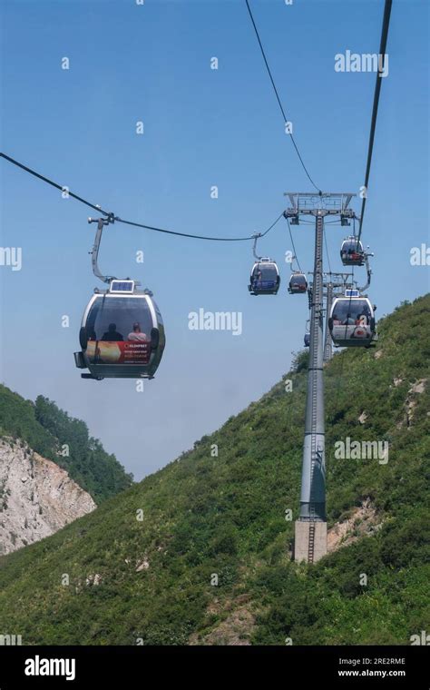 Kazakhstan Shymbulak Ski Resort Gondola Car Lift In The Zailiisky