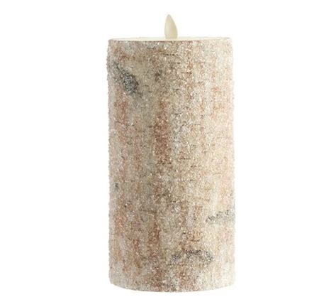 Open Box Premium Flickering Flameless Wax Pillar Candles Sugared Birch Pottery Barn