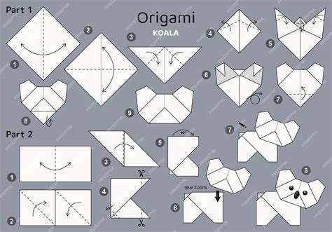 Tutorial De Esquema De Origami De Koala Modelo En Movimiento Sobre