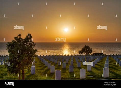 Sunset at a National Cemetery Stock Photo - Alamy