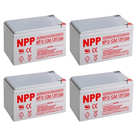 NPP NP12 12Ah F2 4 Pcs 12V 12Ah AGM Deep Cycle SLA Rechargeable