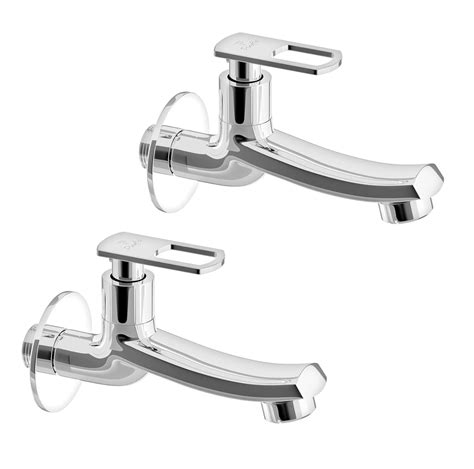 Pixaflo Concave A Brass Long Body Bib Cock Tap With Wall Flange Pack