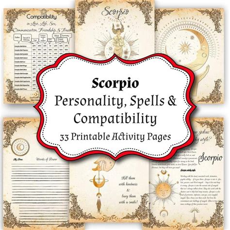 Scorpio Astrological Sign Cheat Sheets Celestial Witchy 33 Etsy New