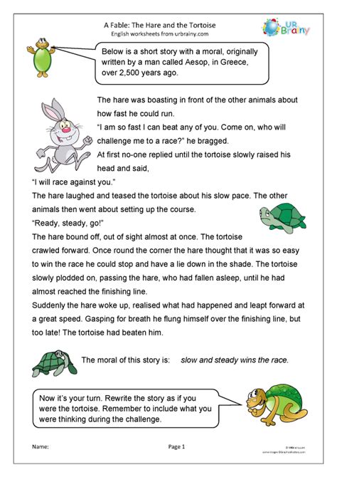 The hare and the tortoise - Story Writing by URBrainy.com