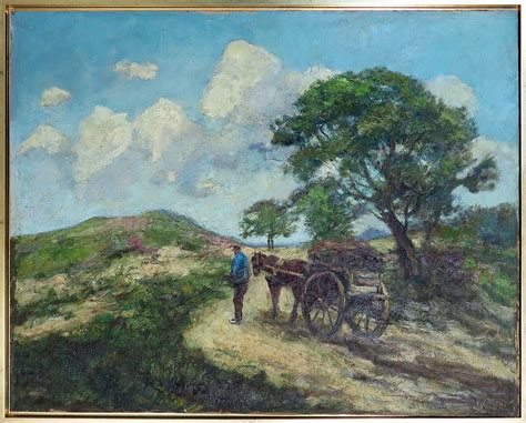 Jacobus Doeser Olieverf Op Doek Landschap Met Paard En Wagen