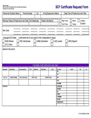 Fillable Online Apps State Or SCF Certification Request Form Cf 125