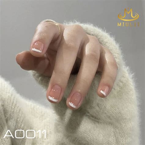 Jual MIULII KUKU PALSU Naked French A0011 24PCS 3D NAIL ART