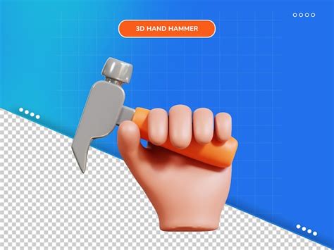 Ícone de martelo de mão 3d PSD Premium