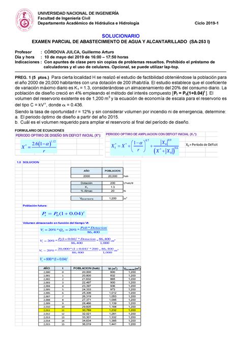 Solucionario De La Examen Parcial Ciclo 2019 I Ing Guillermo