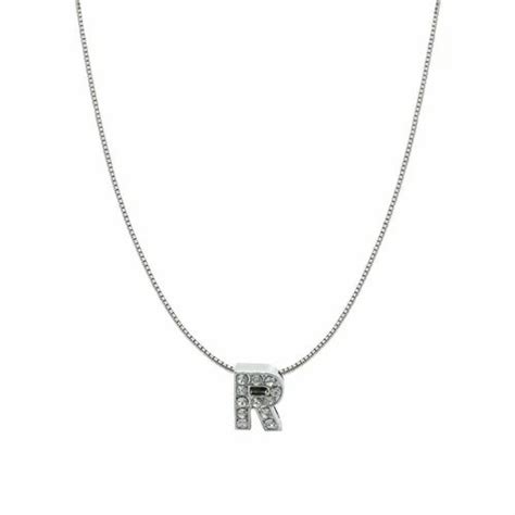 Silver Cz Initial Alphabet Letter A Necklace Pendant Chain पेंडेंट हार