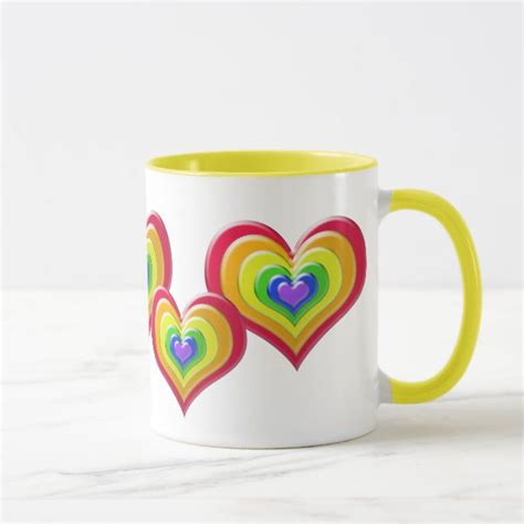 Rainbow Color Hearts Yellow Mug Affiliate Spon Hearts Yellow Mug